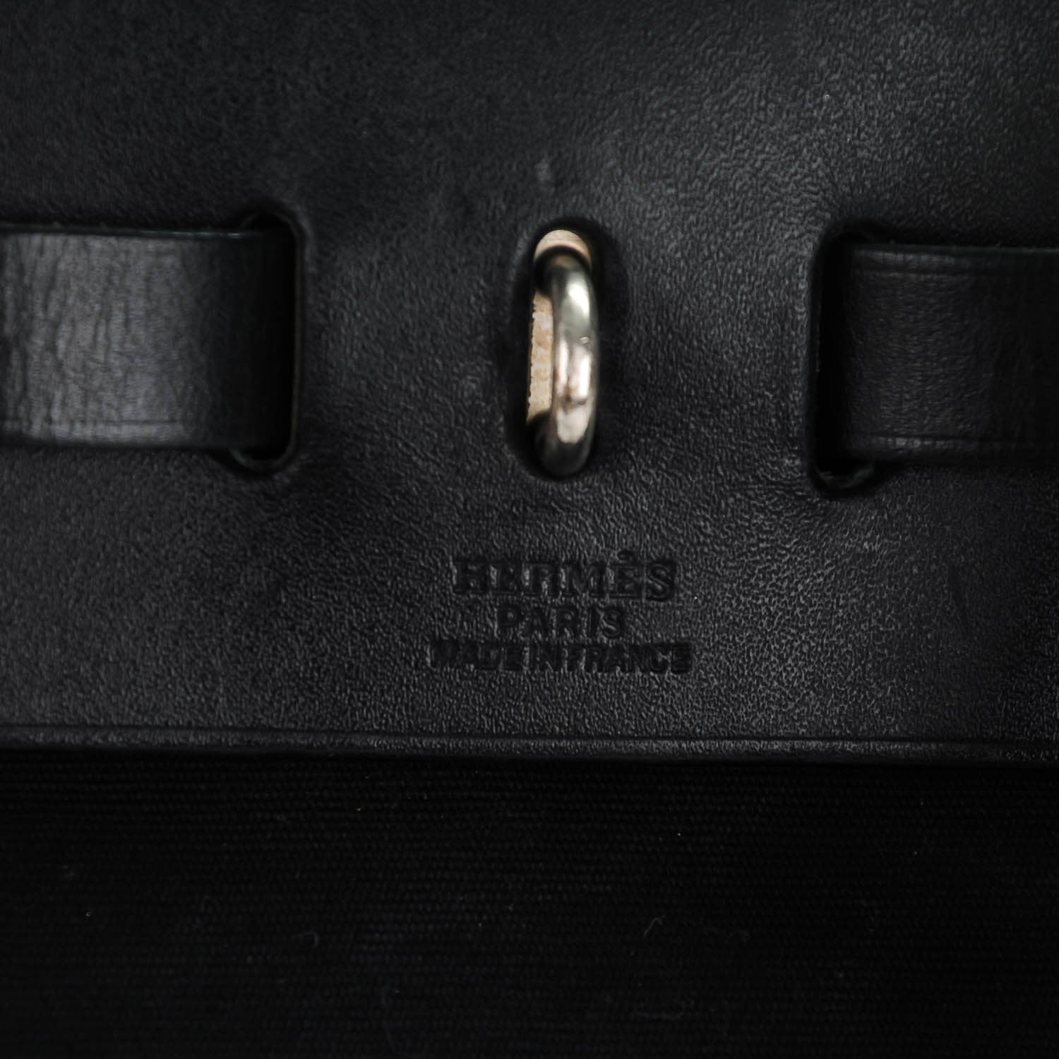 Hermes Vache Calfskin Toile Herbag 30 PM Black Natural 10 of 13