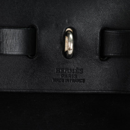 Hermes Vache Calfskin Toile Herbag 30 PM Black Natural 10 of 13