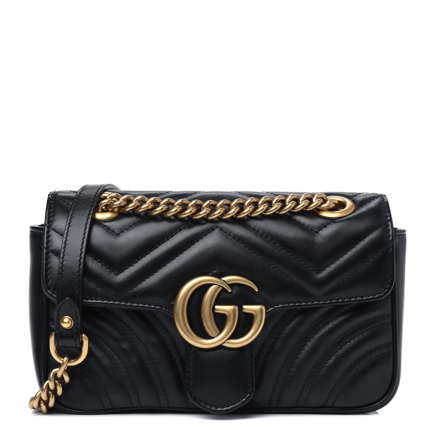 Calfskin Matelasse Mini GG Marmont Shoulder Bag Black