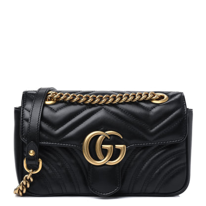 Gucci Calfskin Matelasse Mini GG Marmont Shoulder Bag Black 1 of 5