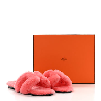 Hermes Woolskin Oran Sandals 39 Rose Du Desert 8 of 8