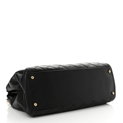Chanel Calfskin Diamond Debossed Large Cosmos Zip Tote Black 4 of 16