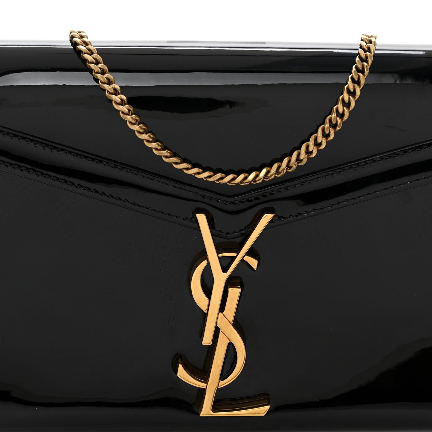 Patent Monogram Cassandra Chain Wallet Black