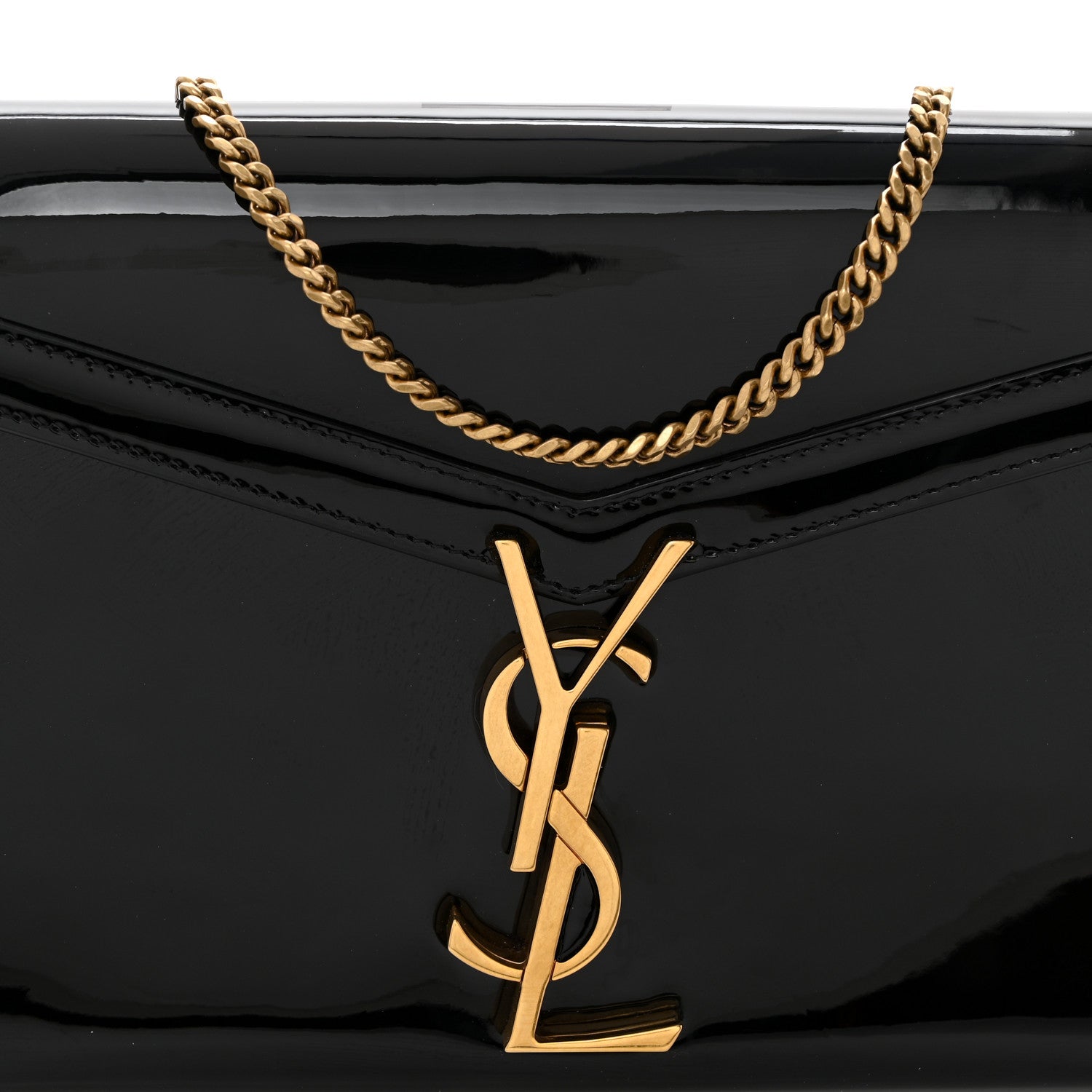 Saint Laurent Patent Monogram Cassandra Chain Wallet Black 8 of 10