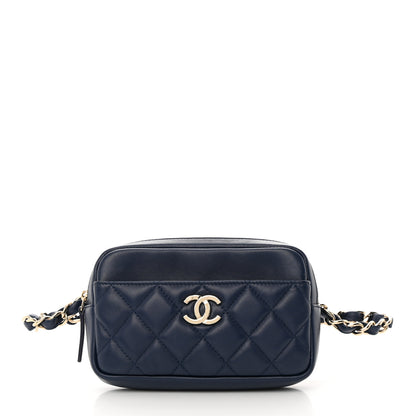 Chanel Lambskin Quilted Waist Bag With Pouch Blue 3 of 15