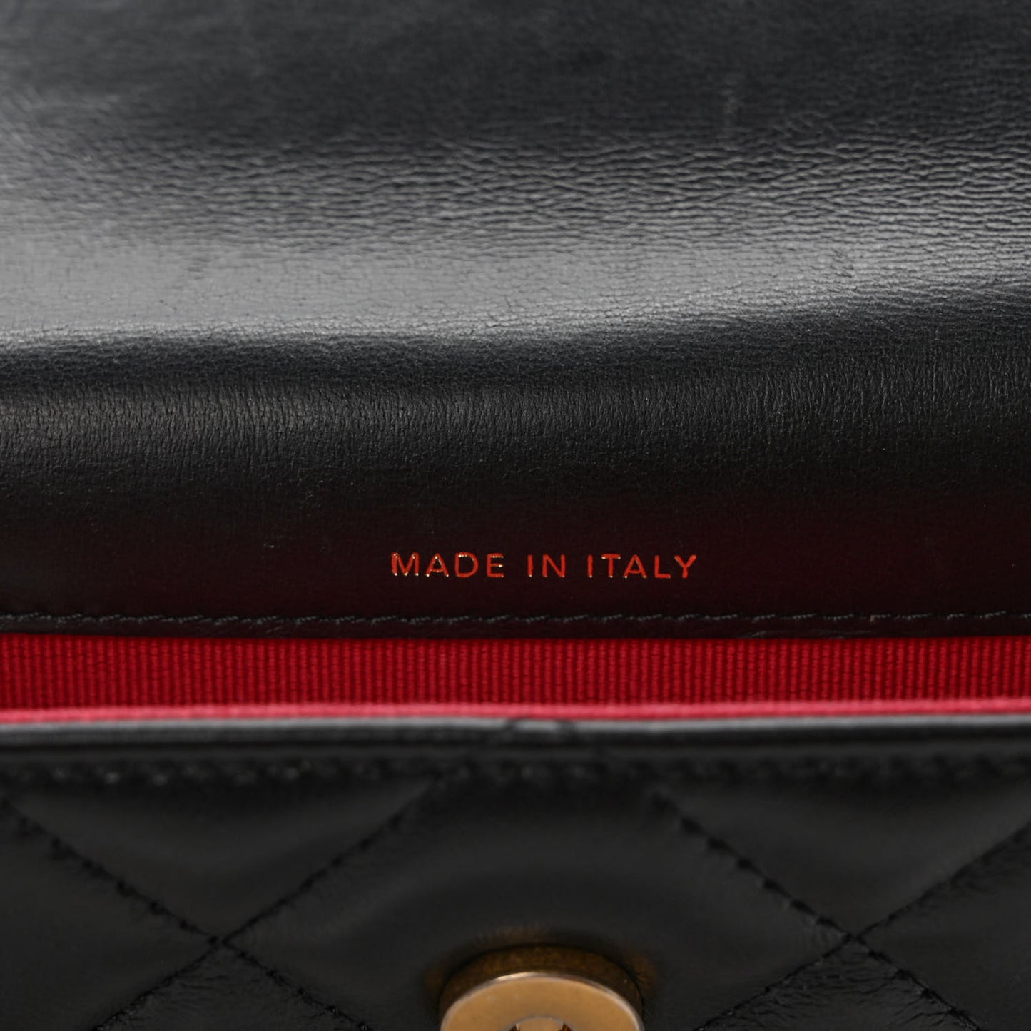Lambskin Enamel Quilted Pending CC Flap Belt Bag Black