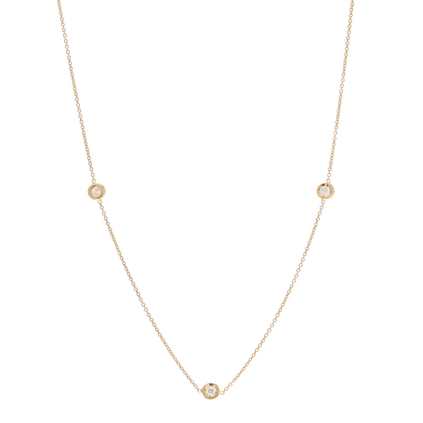 18K Yellow Gold Diamond .25ct Diamonds By The Inch Five Station Necklace