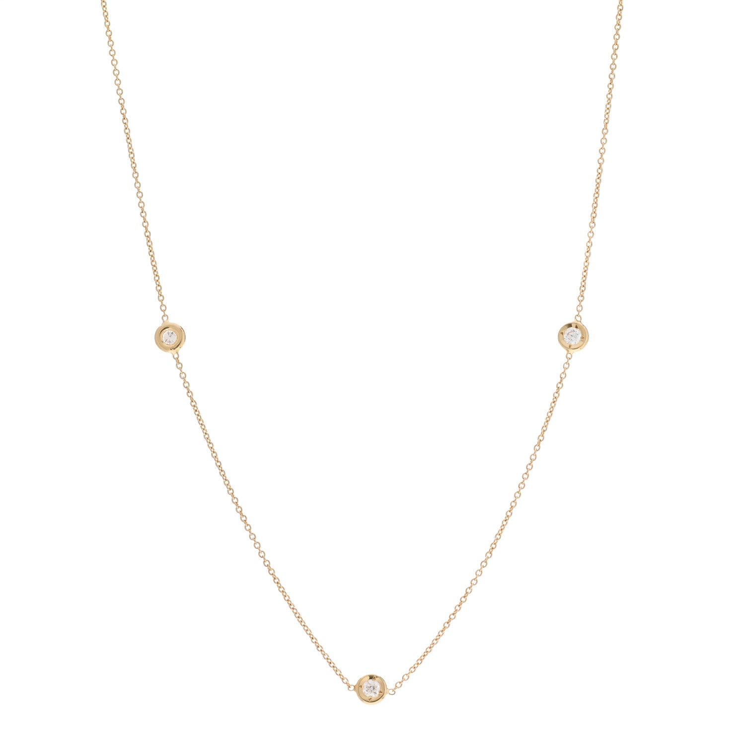 Roberto Coin 18K Yellow Gold Diamond .25ct Diamonds By The Inch Five Station Necklace 1 of 5