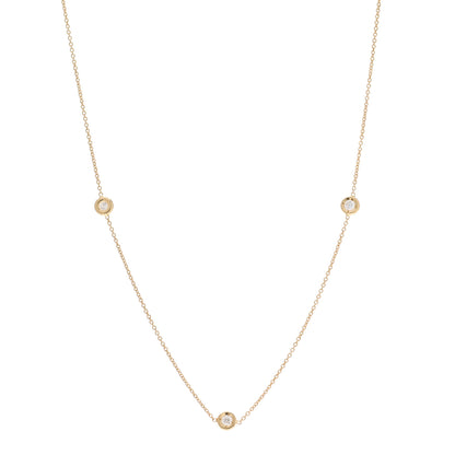 Roberto Coin 18K Yellow Gold Diamond .25ct Diamonds By The Inch Five Station Necklace 1 of 5