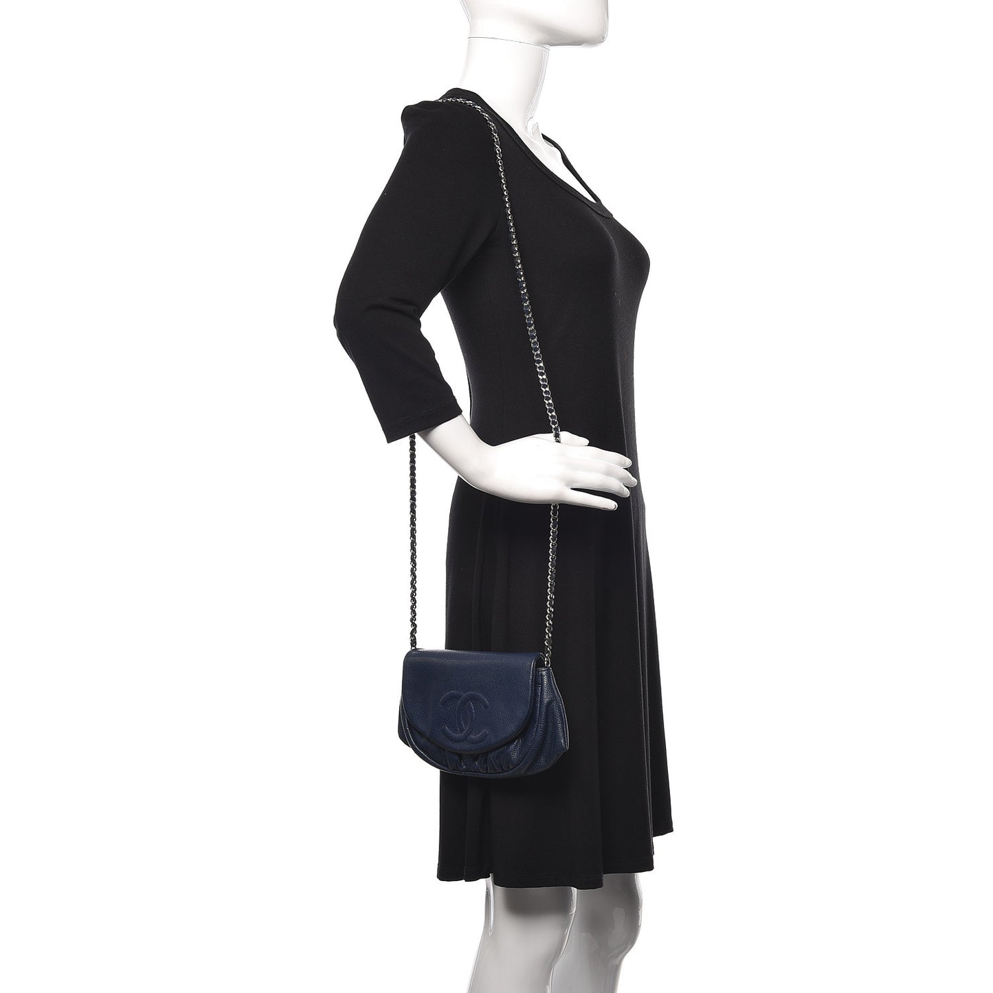 Caviar Half Moon Wallet On Chain WOC Navy
