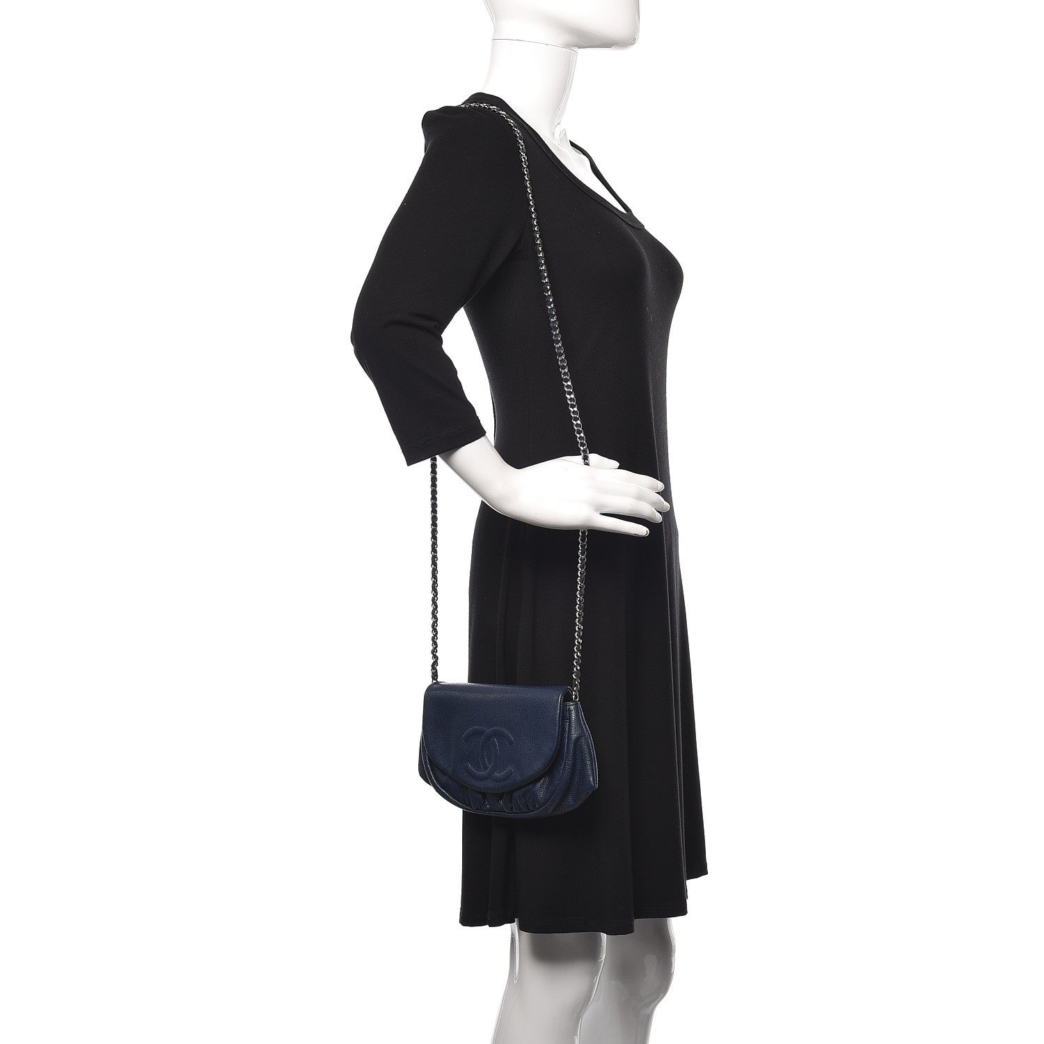 Chanel Caviar Half Moon Wallet On Chain WOC Navy 2 of 11
