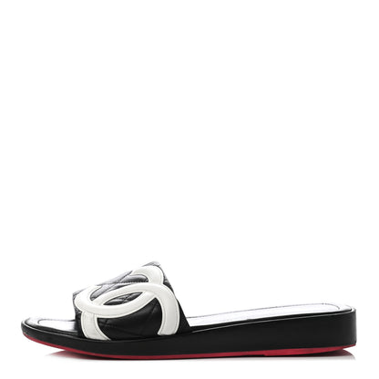 Chanel Calfskin Cambon CC Flat Slide Sandals 38 Black 1 of 10