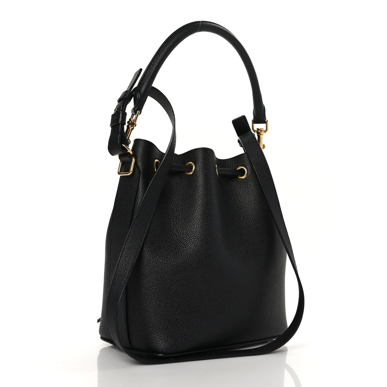 Saint Laurent Grained Calfskin Medium Emmanuelle Bucket Bag Black 4 of 10