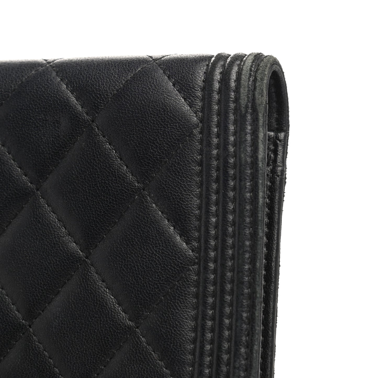 Lambskin Quilted Boy Yen Wallet Black