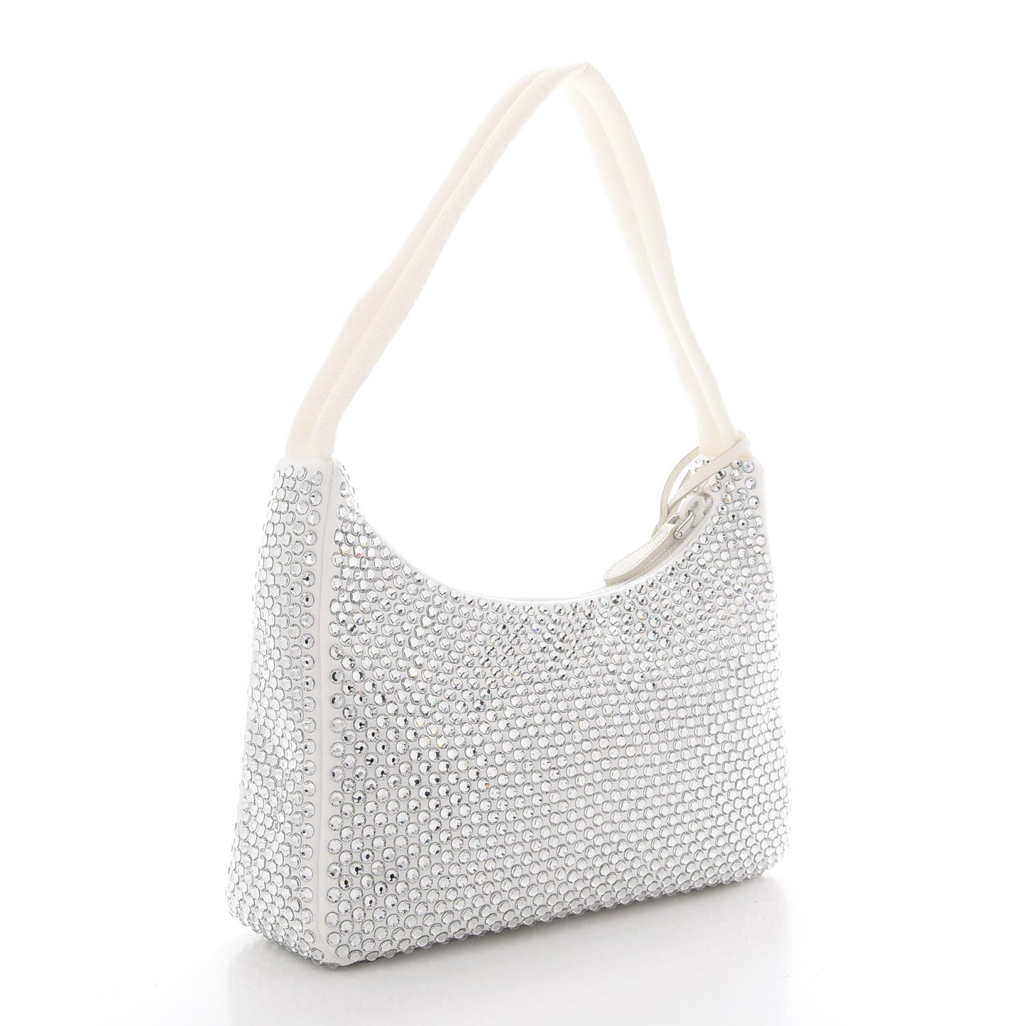 Satin Crystal Mini Re-Edition 2000 Bag White
