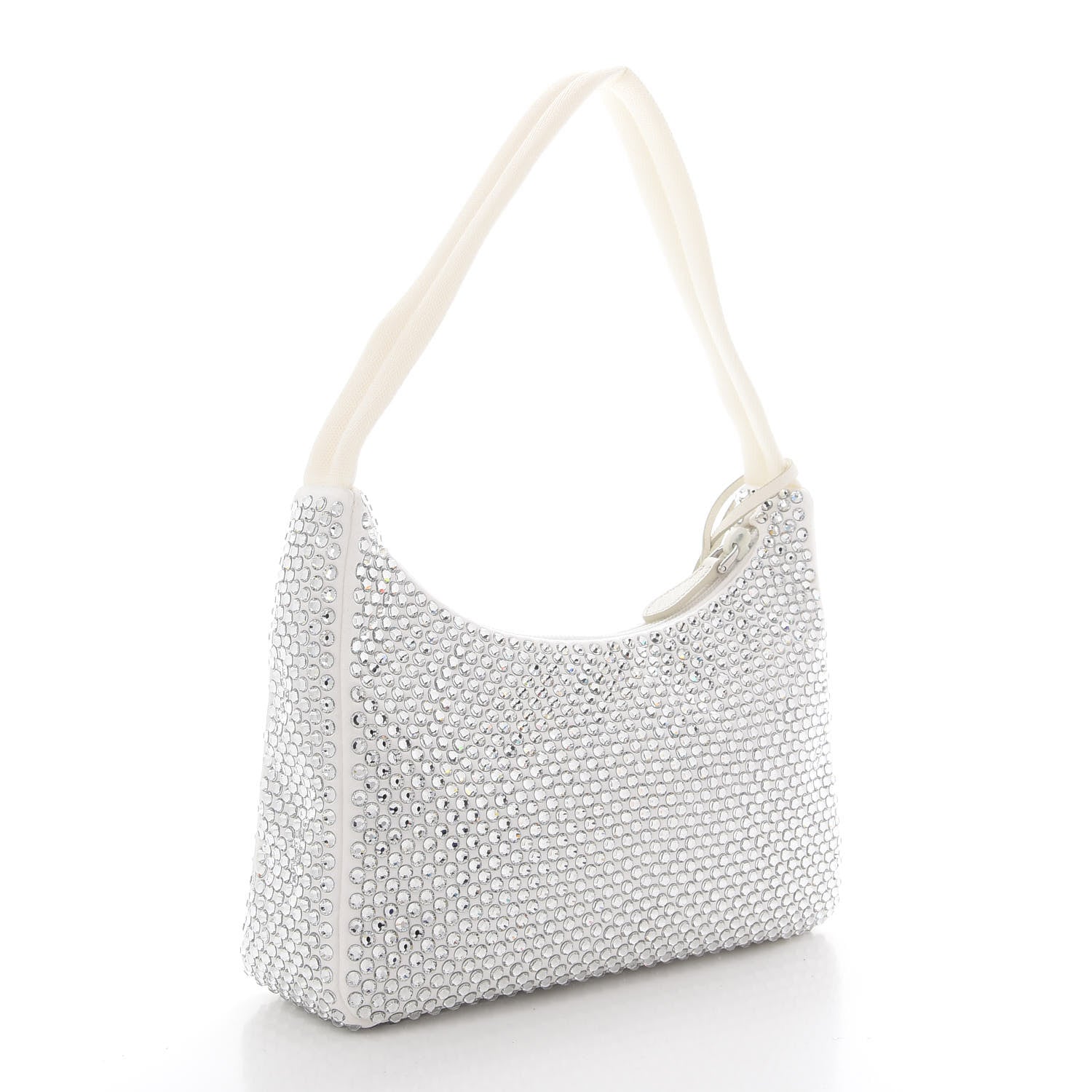 Prada Satin Crystal Mini Re-Edition 2000 Bag White 2 of 7