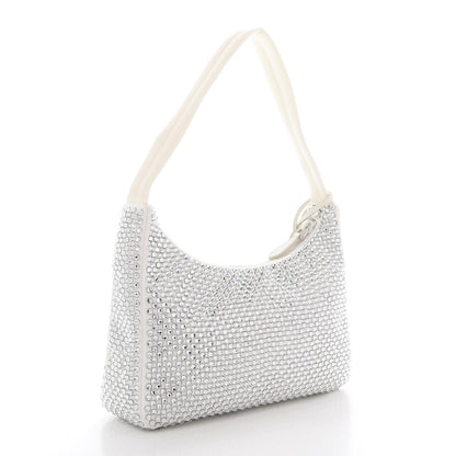 Prada Satin Crystal Mini Re-Edition 2000 Bag White 2 of 7