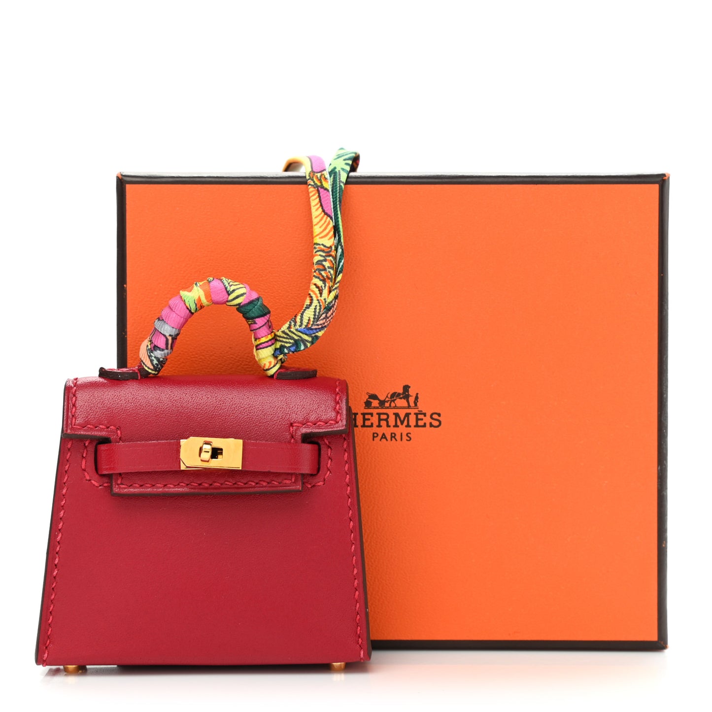 Tadelakt Mini Kelly Twilly Bag Charm Rouge Vif