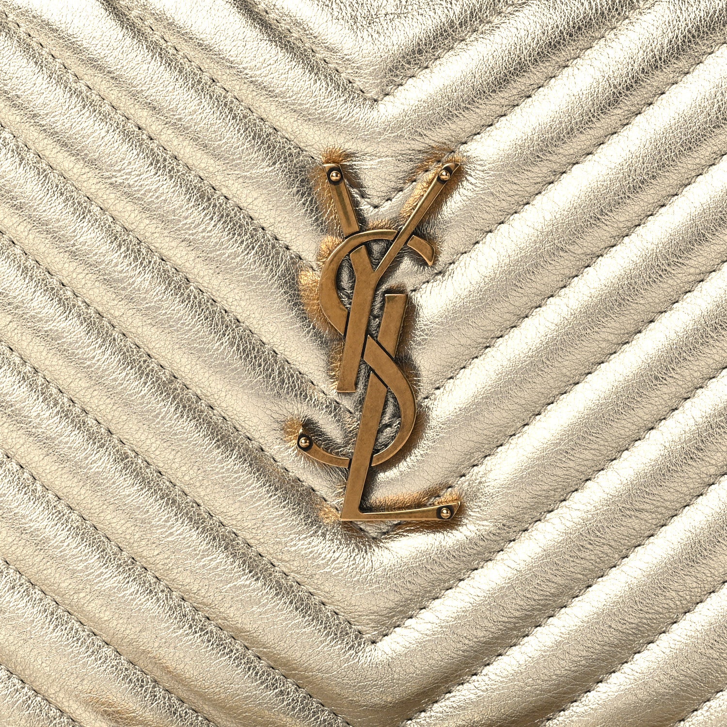 Saint Laurent Metallic Calfskin Matelasse Monogram Lou Camera Bag Platino 8 of 10
