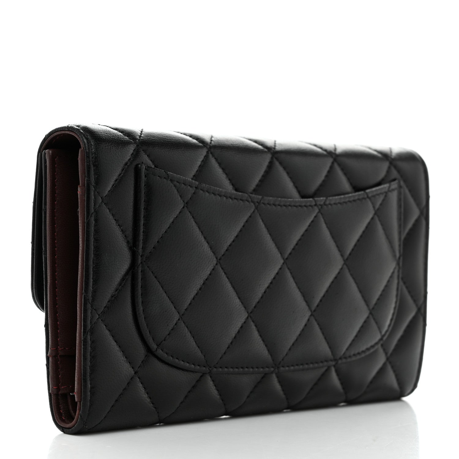 Chanel Lambskin Quilted Large Flap Wallet Black 3 of 9