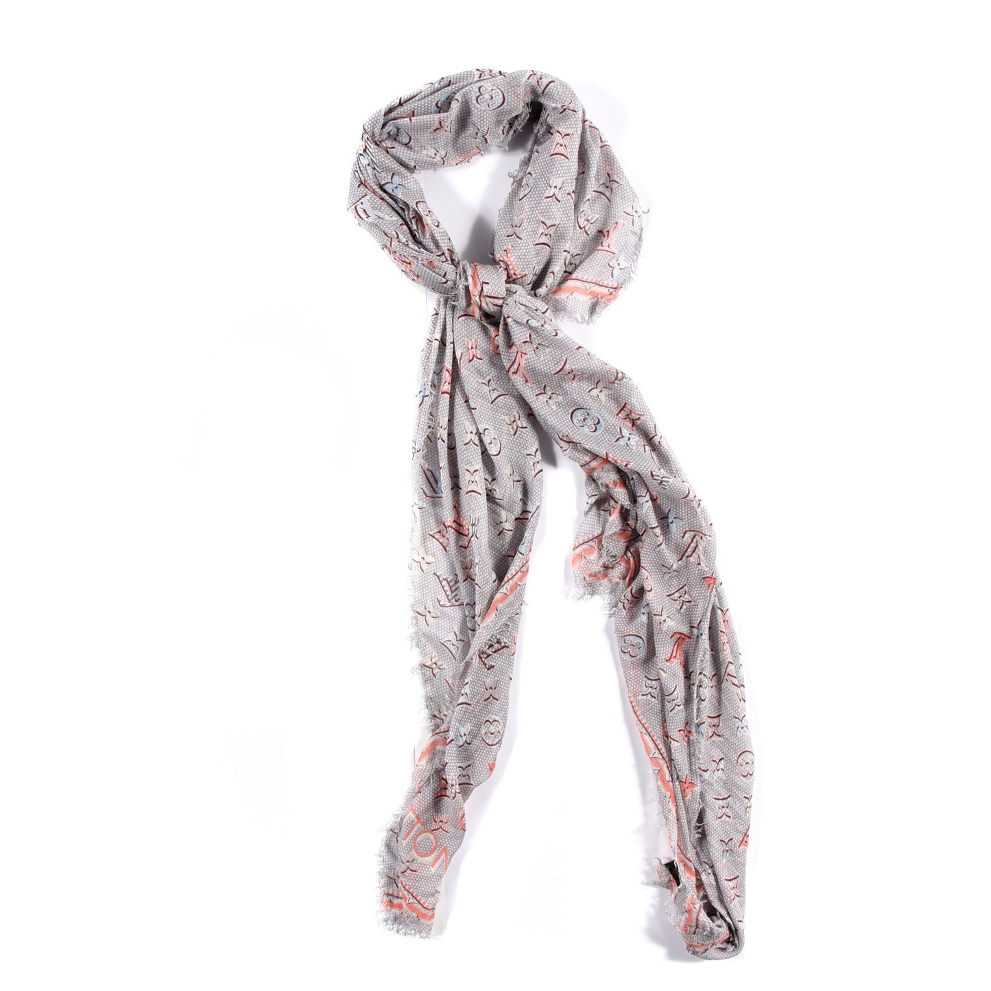 Silk Monogram Pop Shine Shawl Gray