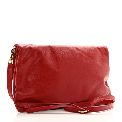 Balenciaga Agneau Giant 12 Gold Hardware Envelope Strap Clutch Rouge Lipstick 4 of 14
