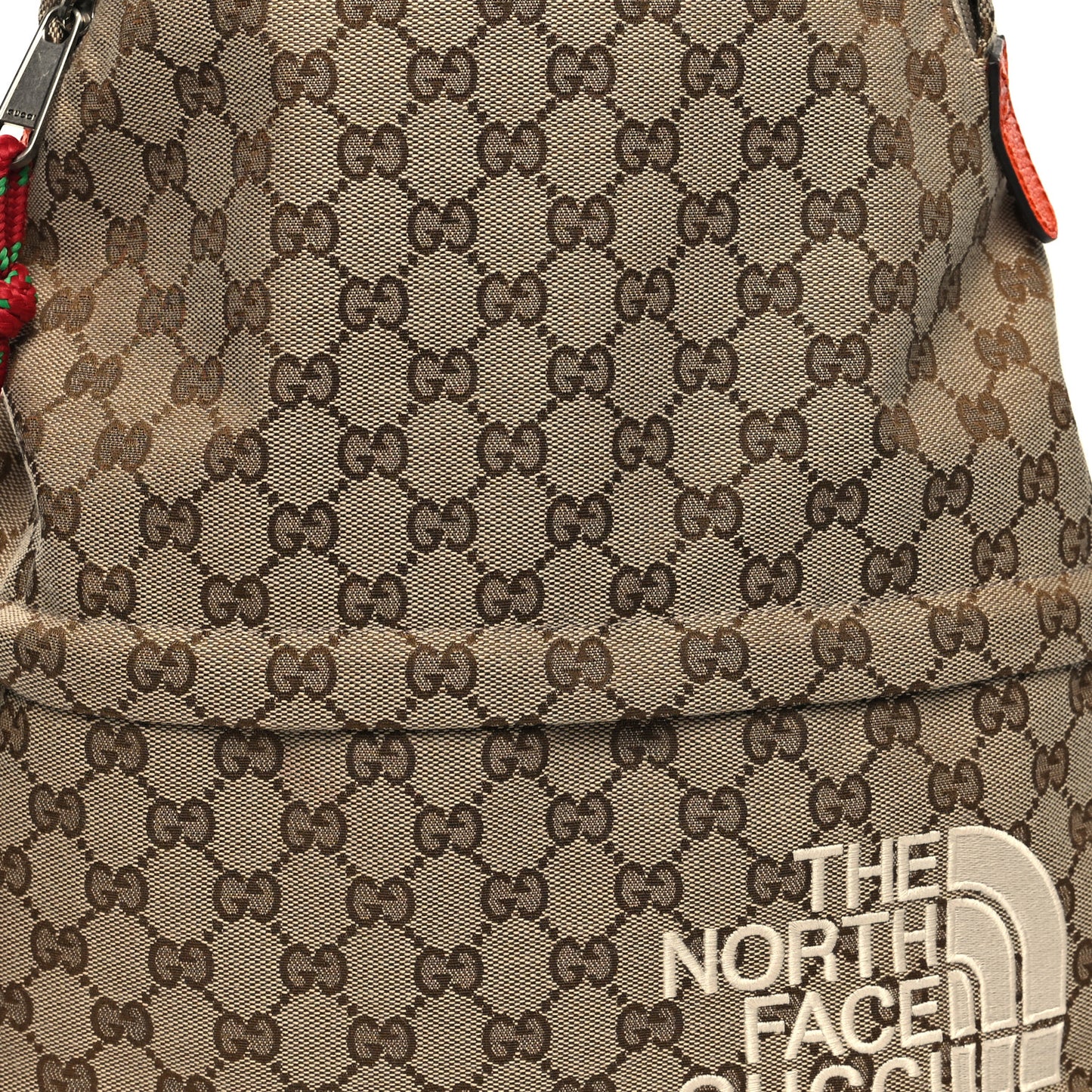 X THE NORTH FACE Monogram Textured Dollar Calfskin Embroidered Beige Ebony Mystic White Deep Orange