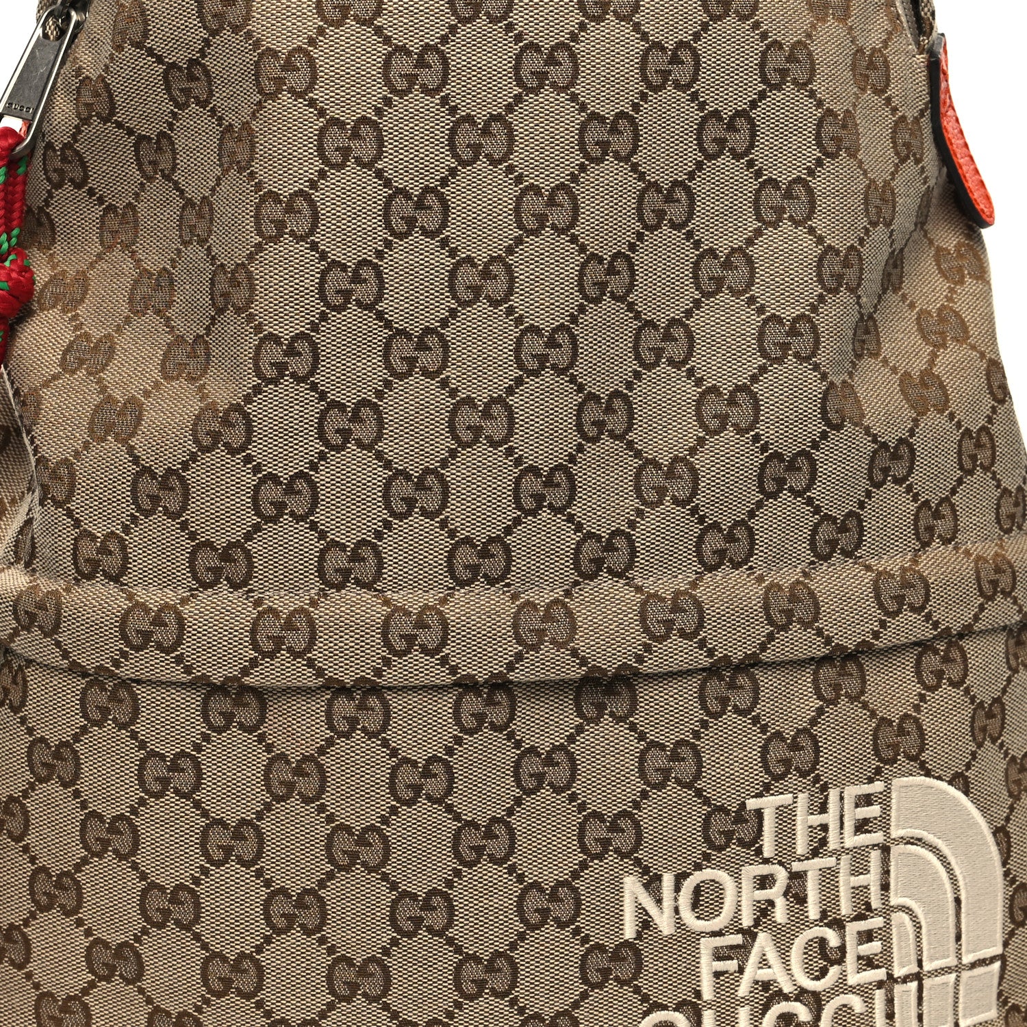 Gucci X THE NORTH FACE Monogram Textured Dollar Calfskin Embroidered Beige Ebony Mystic White Deep Orange 8 of 10