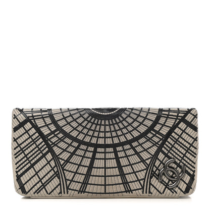 Chanel Calfskin Sequin Embellished Clutch Flap Grey Black 1 of 8