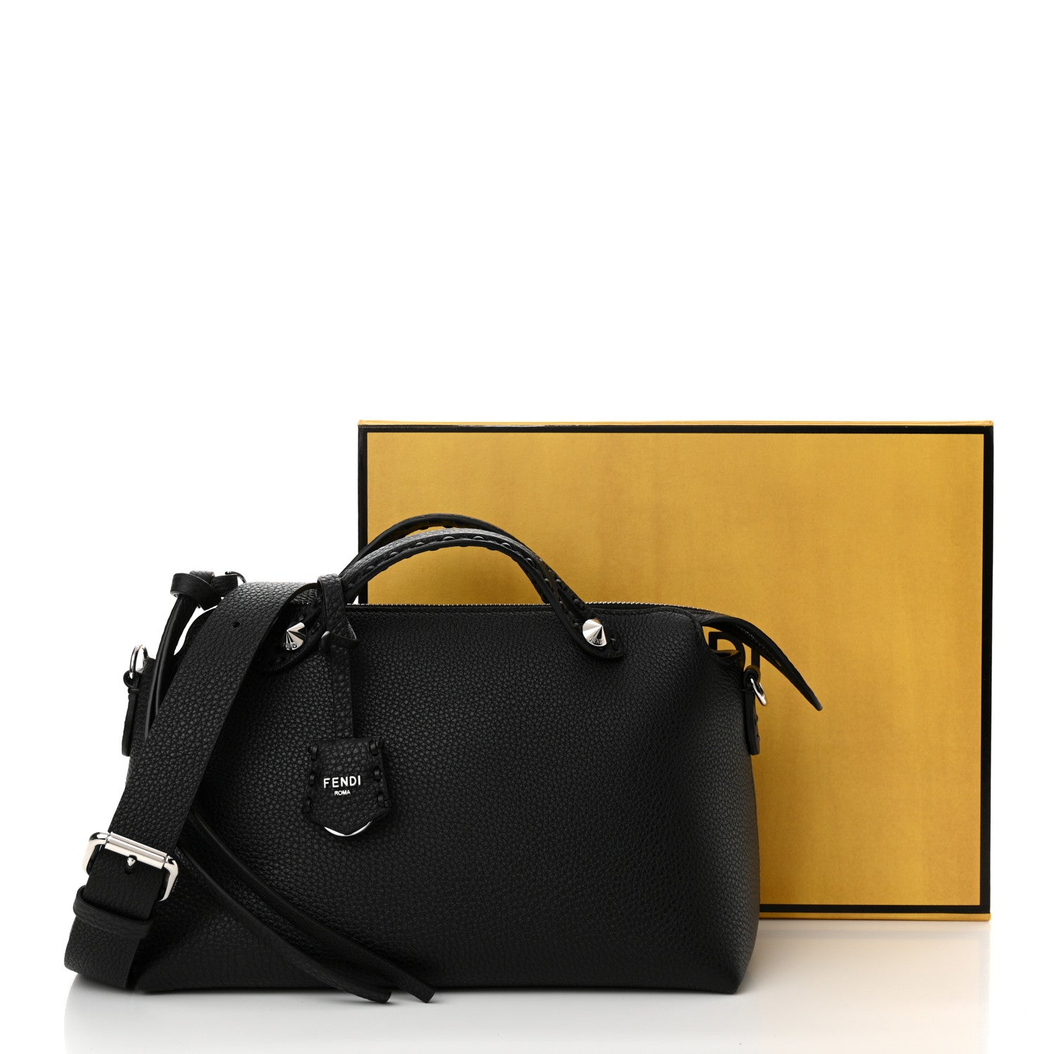 Fendi Cuoio Romano Selleria Medium By The Way Boston Bag Black 12 of 12