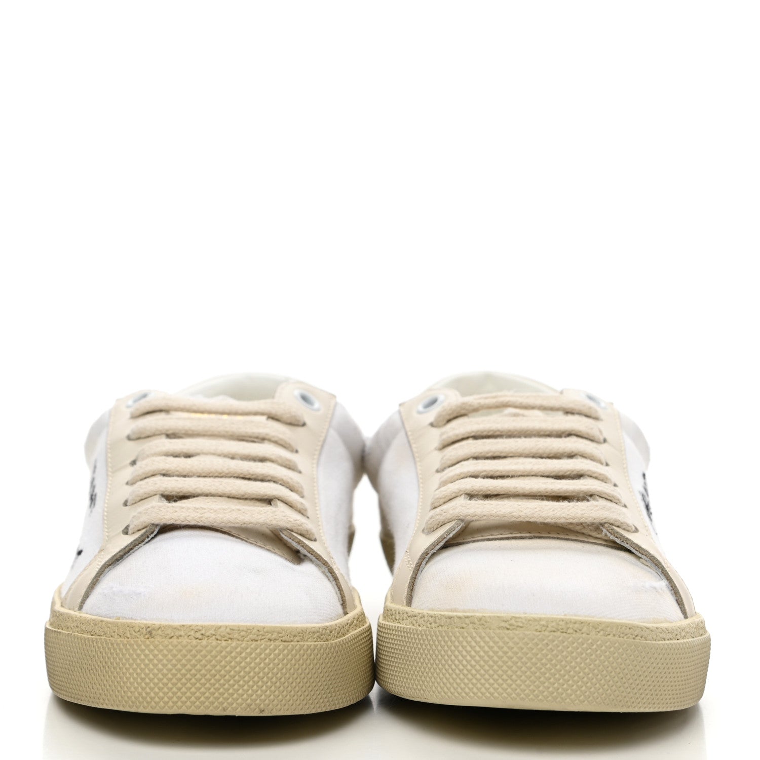 Saint Laurent Distressed Canvas Court Classic Sneakers 36.5 White 2 of 12