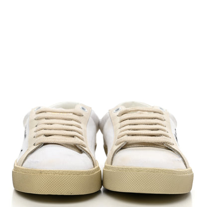 Saint Laurent Distressed Canvas Court Classic Sneakers 36.5 White 2 of 12