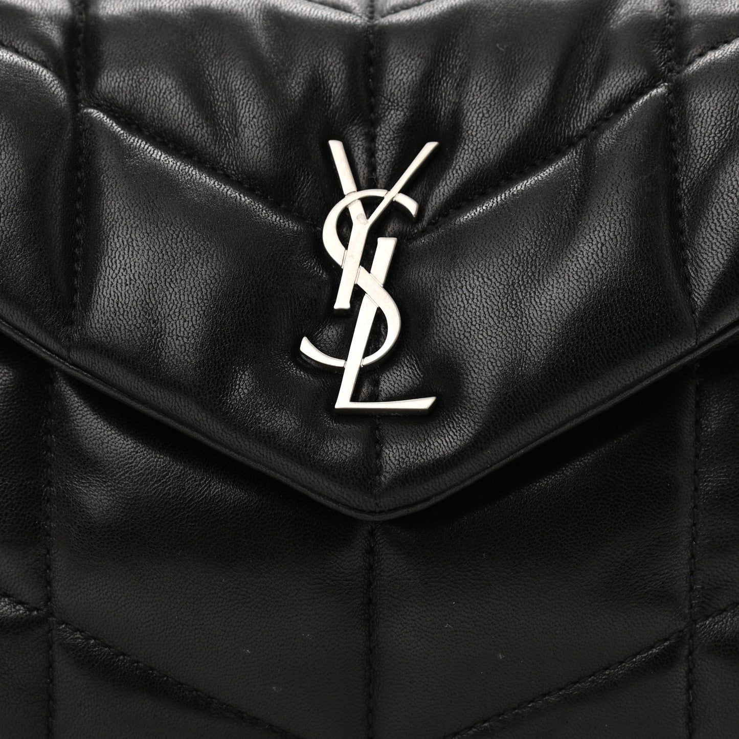 Lambskin Quilted Toy Loulou Puffer Monogram Chain Satchel Black