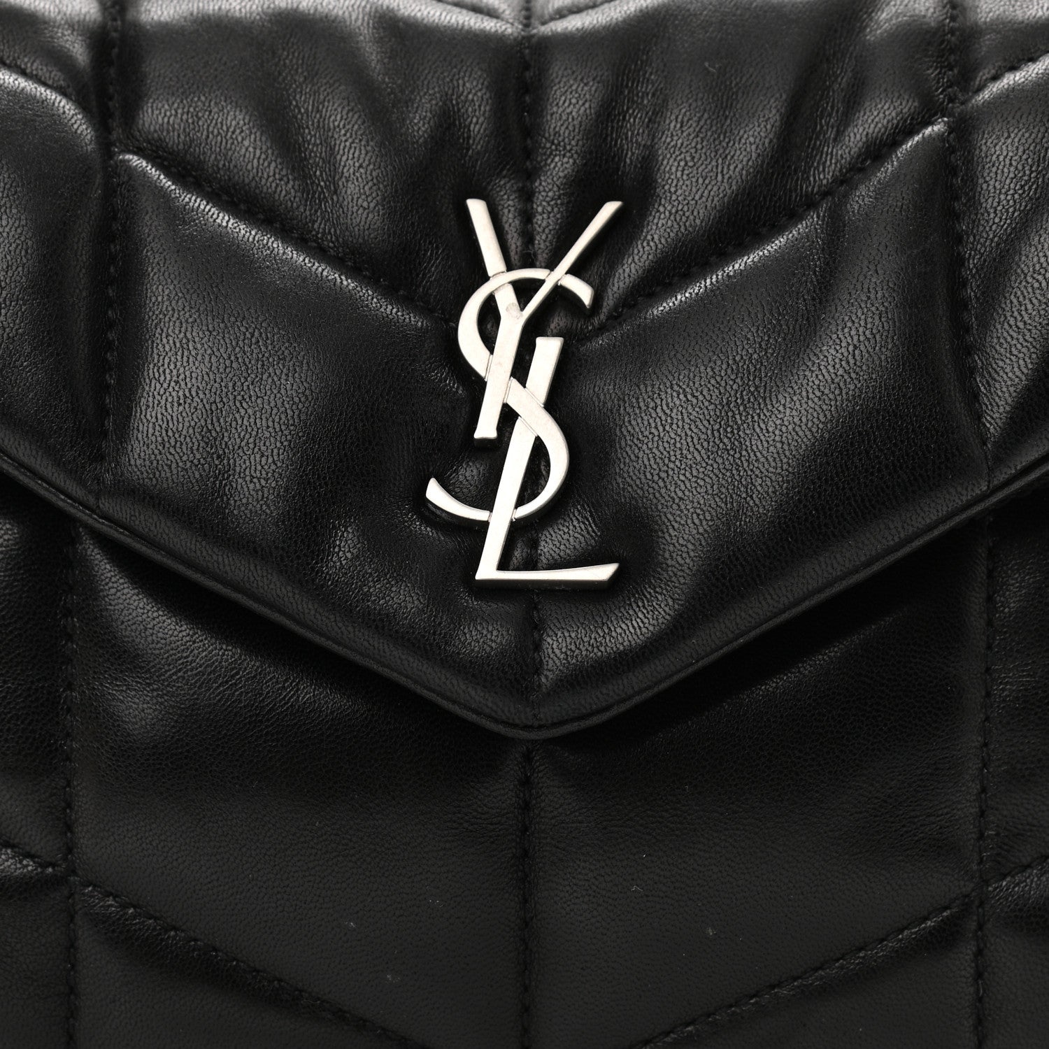 Saint Laurent Lambskin Quilted Toy Loulou Puffer Monogram Chain Satchel Black 9 of 16