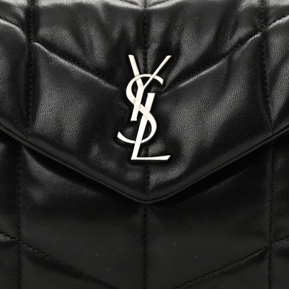 Saint Laurent Lambskin Quilted Toy Loulou Puffer Monogram Chain Satchel Black 9 of 16