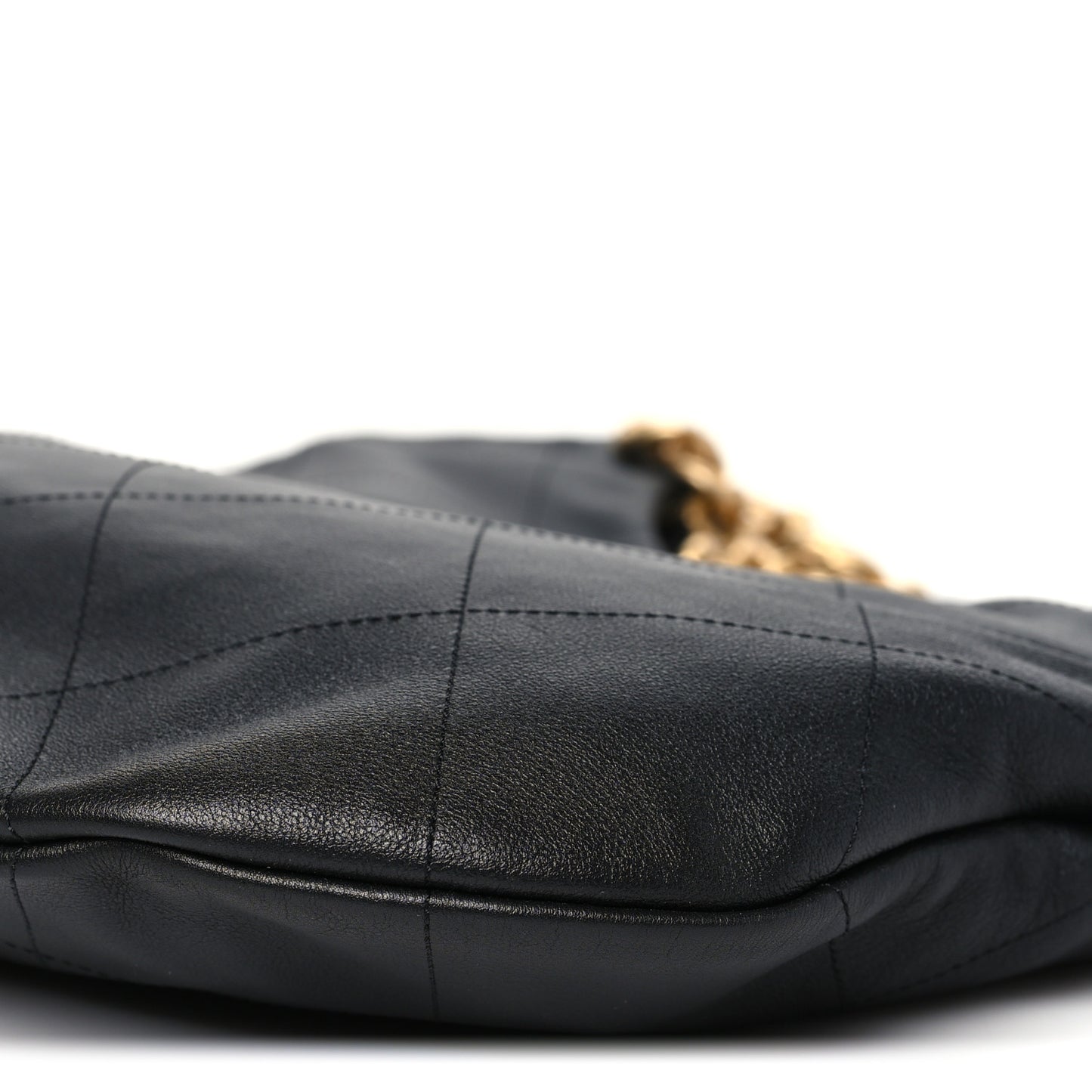 Calfskin Quilted Maxi Chain Hobo Black
