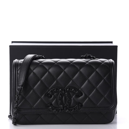 Chanel Lambskin Quilted Small CC Filigree Flap Black 11 of 11