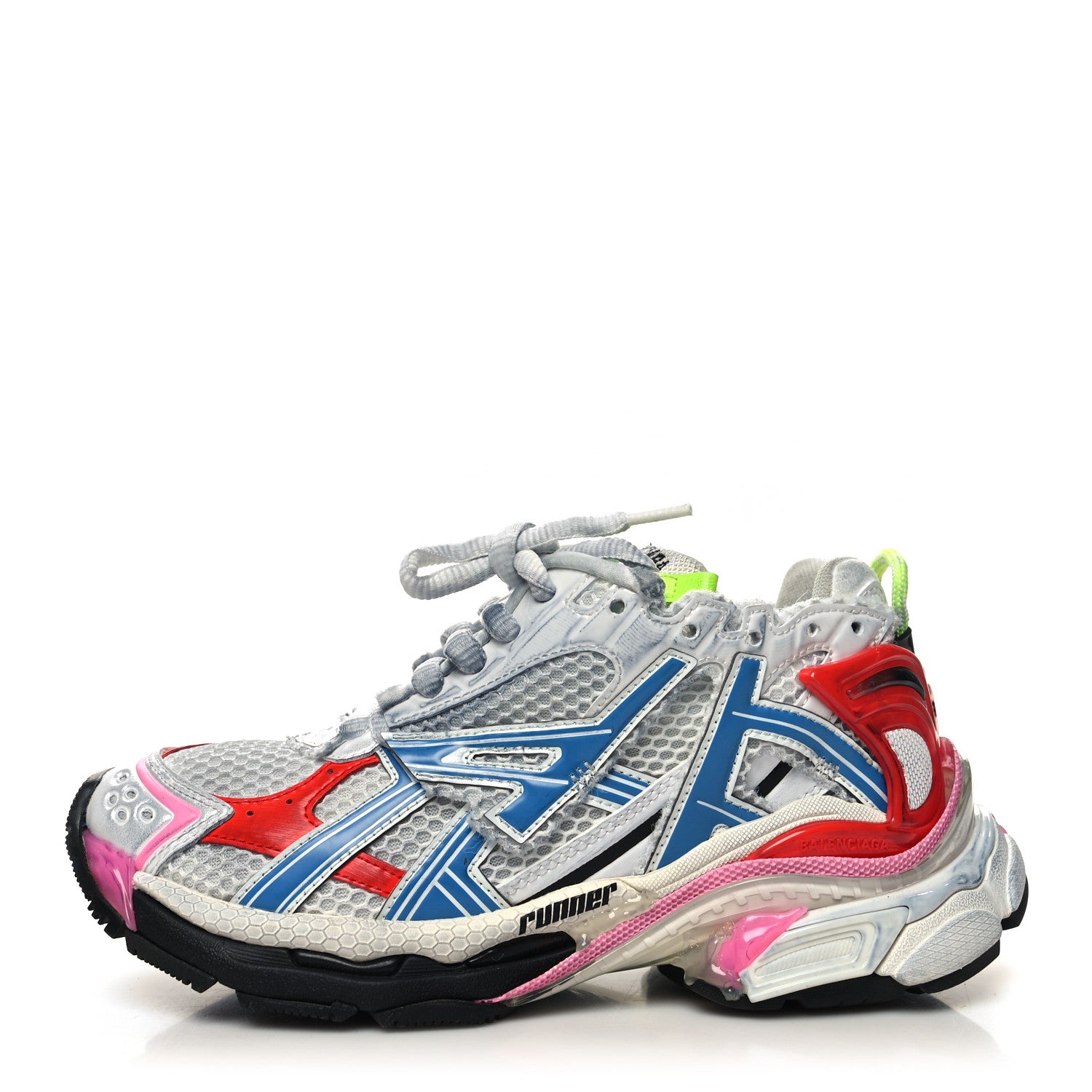 Balenciaga Mesh Rubber Womens Runner Sneakers 37 White Red Blue Pink 1 of 10