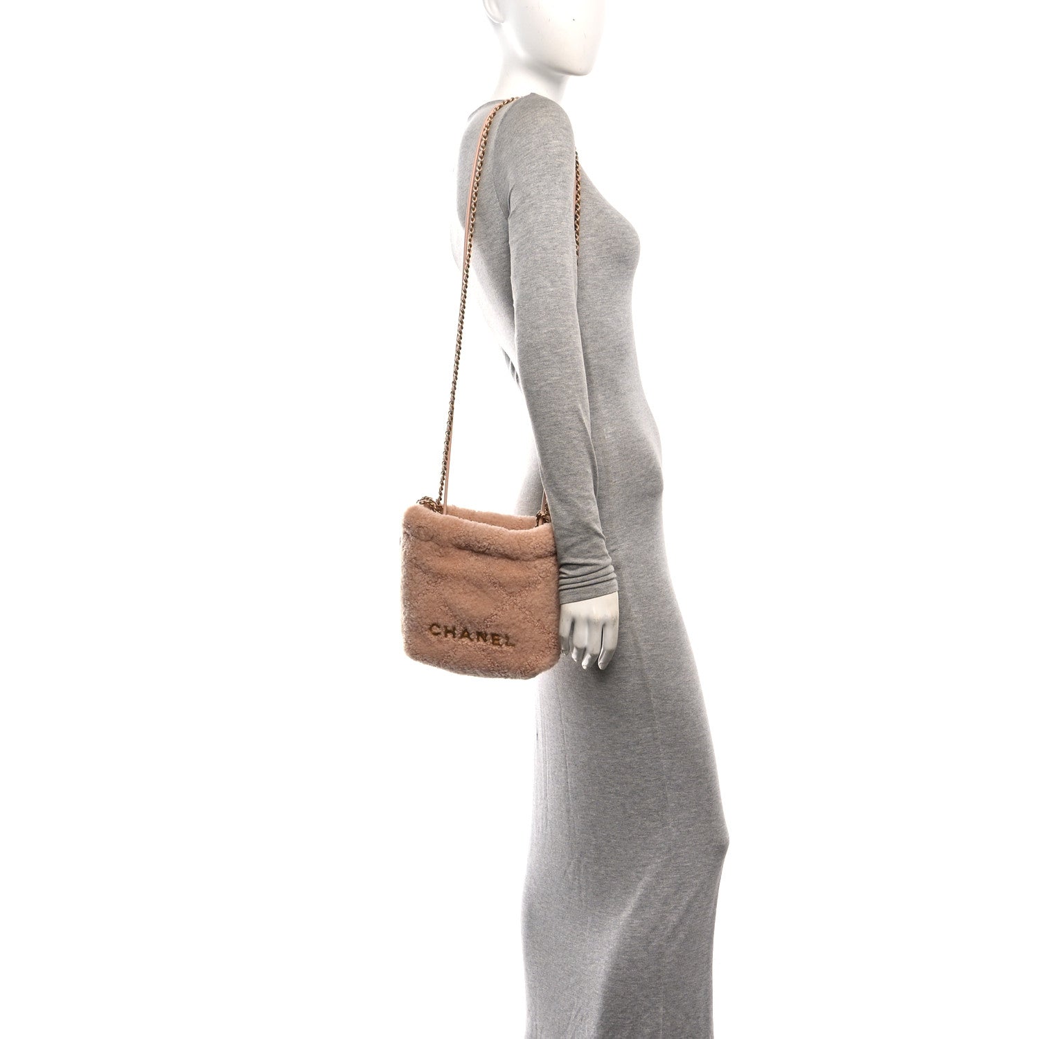 Chanel Aged Lambskin Shearling Quilted Small Chanel 22 Light Pink 2 of 11