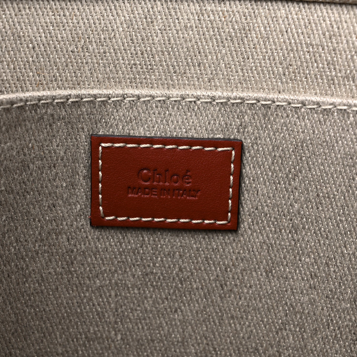 Chloe Cotton Calfskin Medium Woody Ribbon Tote White Brown 6 of 10