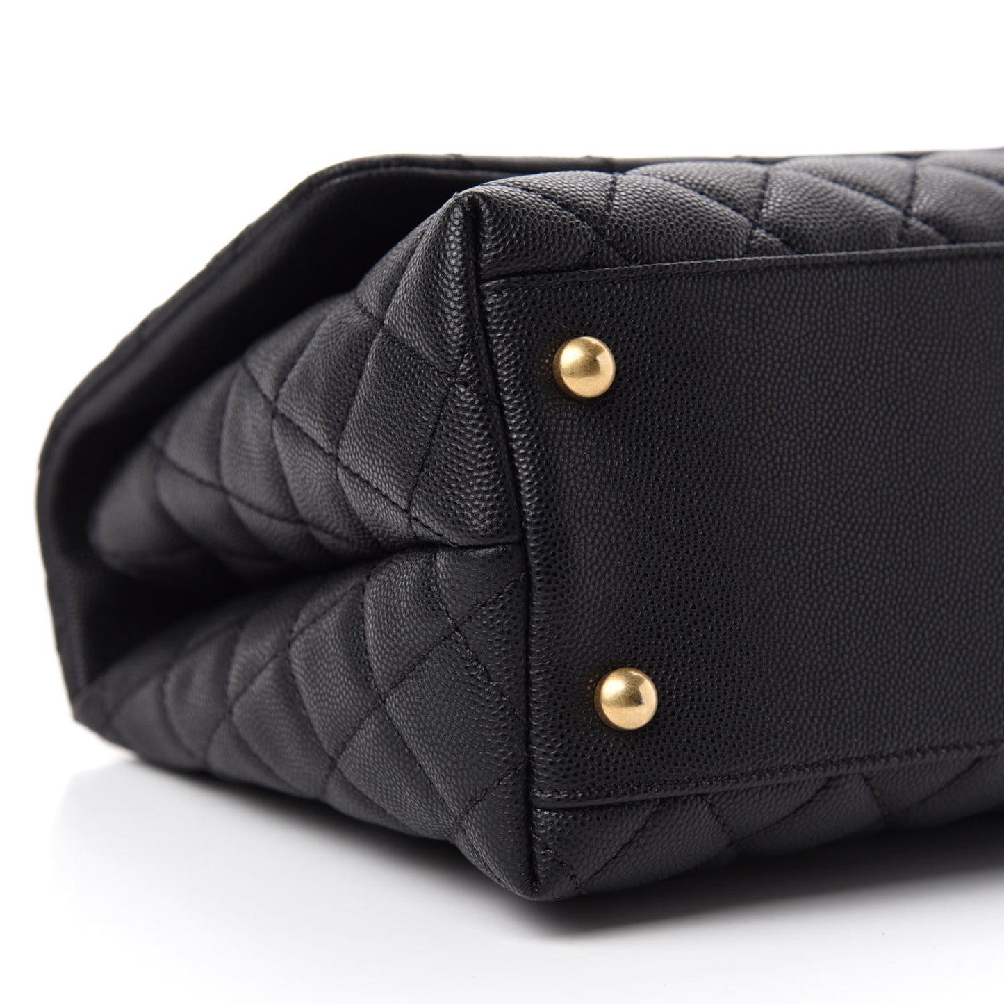Caviar Lizard Embossed Quilted Small Coco Handle Flap Black
