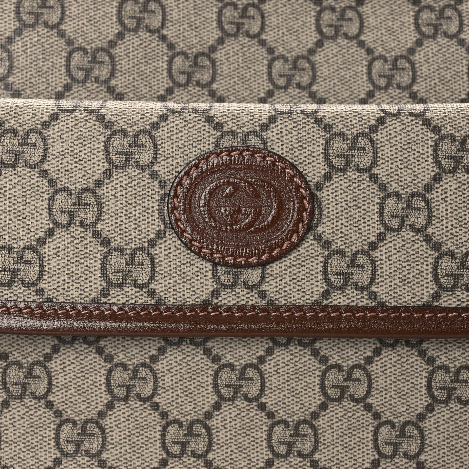 Gucci GG Supreme Monogram Azalea Calfskin Retro Interlocking G Wristlet Messenger Bag Beige Ebony Brown Sugar 7 of 10