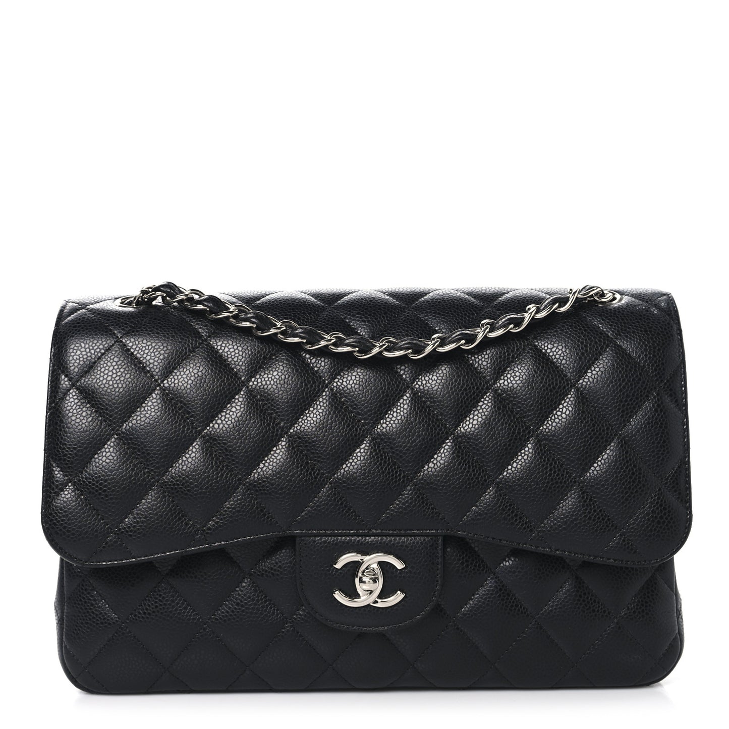 Caviar Quilted Jumbo Double Flap Black