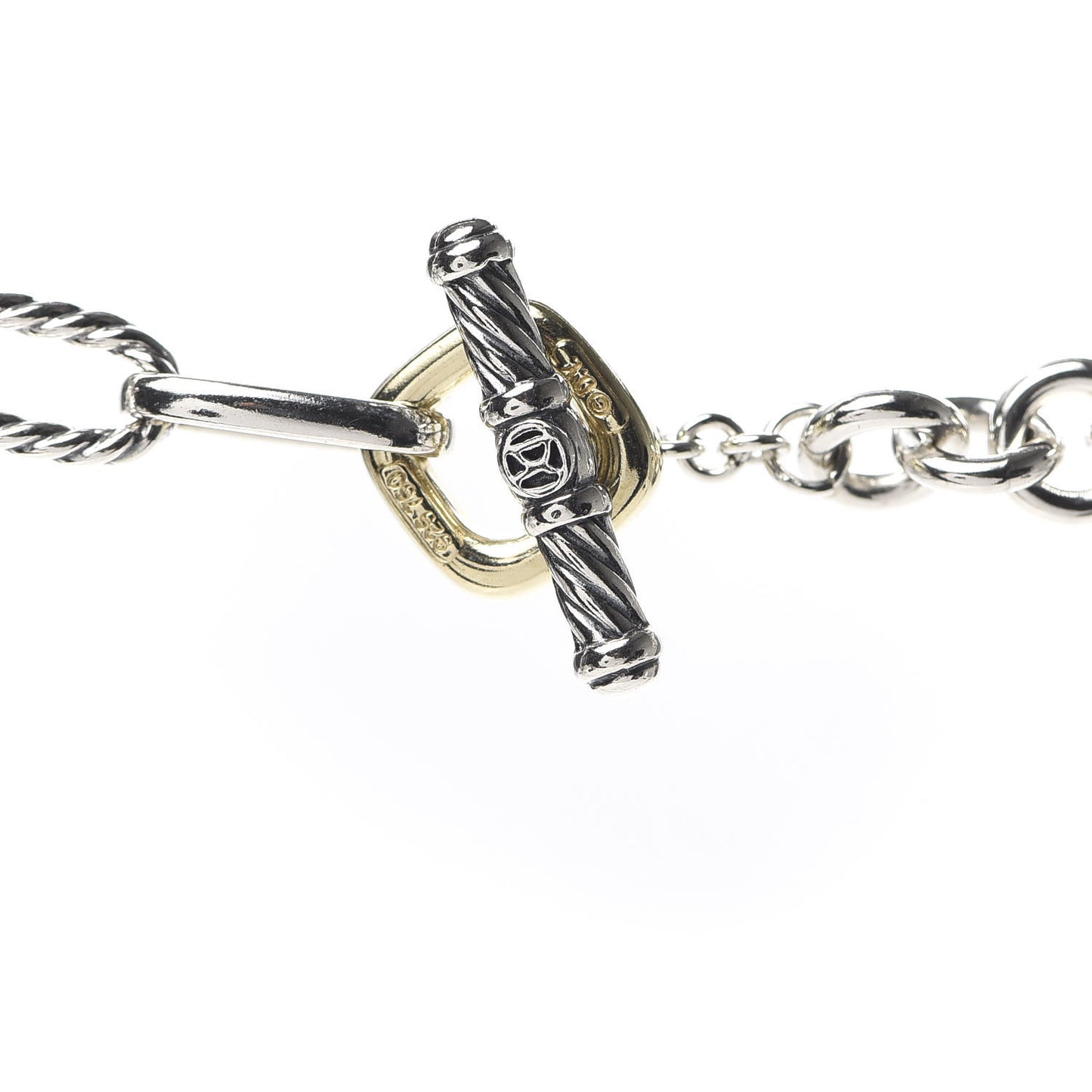 Sterling Silver 18K Yellow Gold Diamond Blue Topaz 20mm Albion Figaro Chain Pendant Necklace