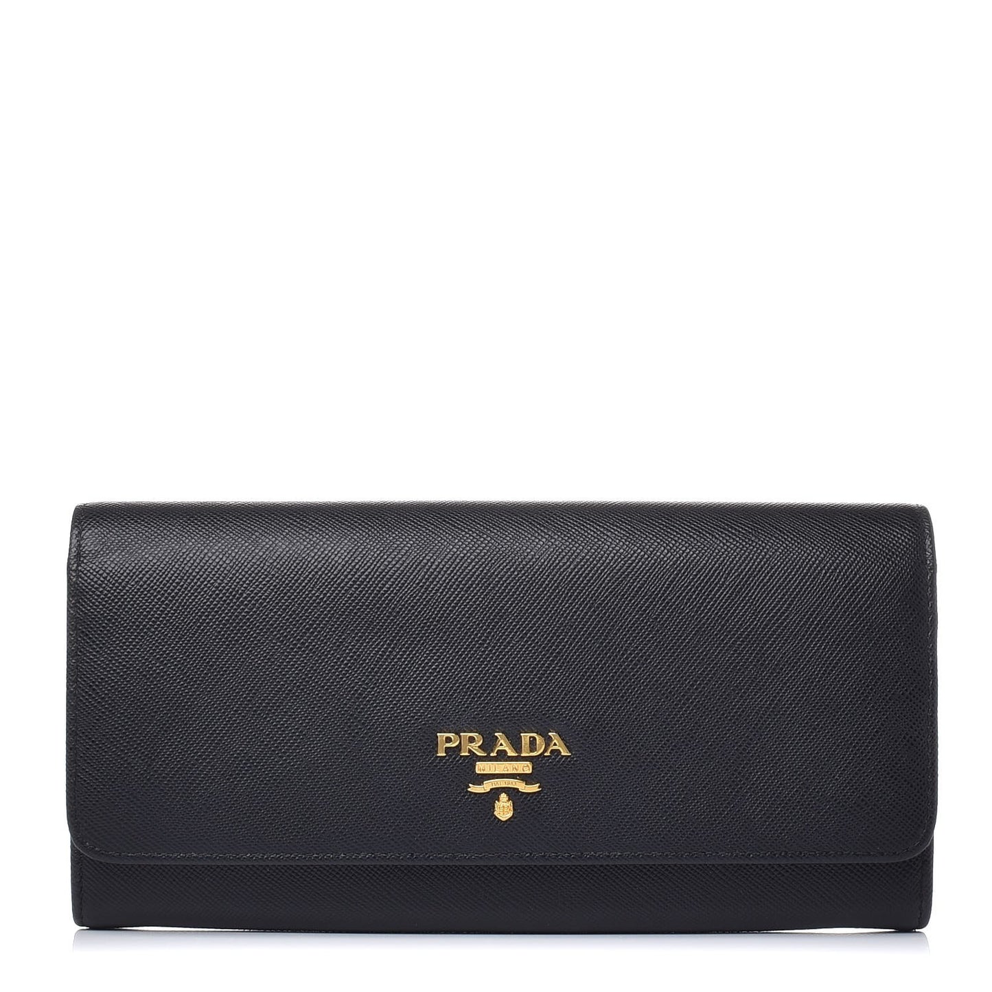 Saffiano Colour Continental Flap Wallet Black Peonia
