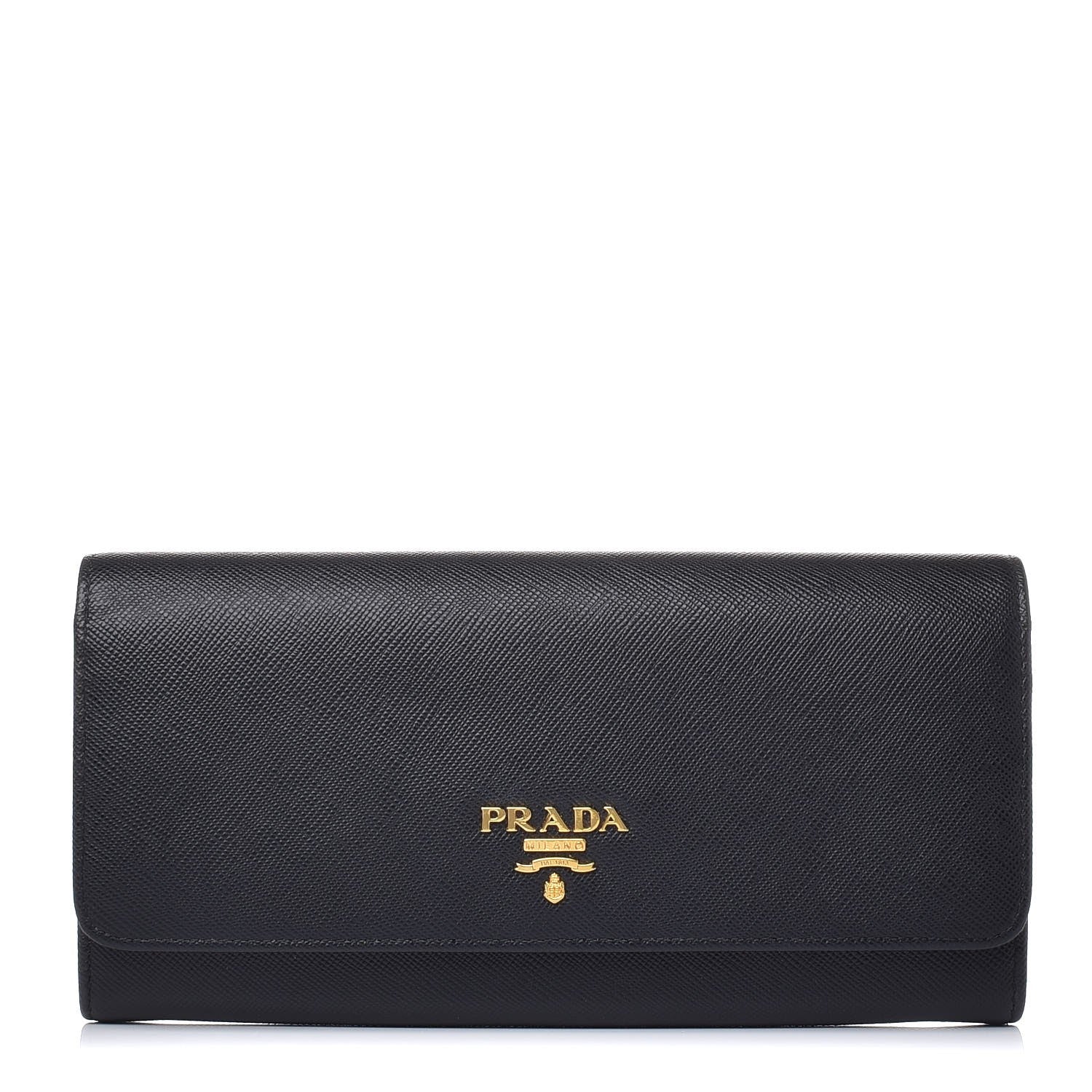 Prada Saffiano Colour Continental Flap Wallet Black Peonia 1 of 7