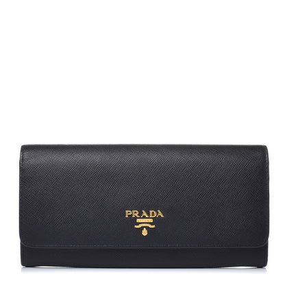 Prada Saffiano Colour Continental Flap Wallet Black Peonia 1 of 7