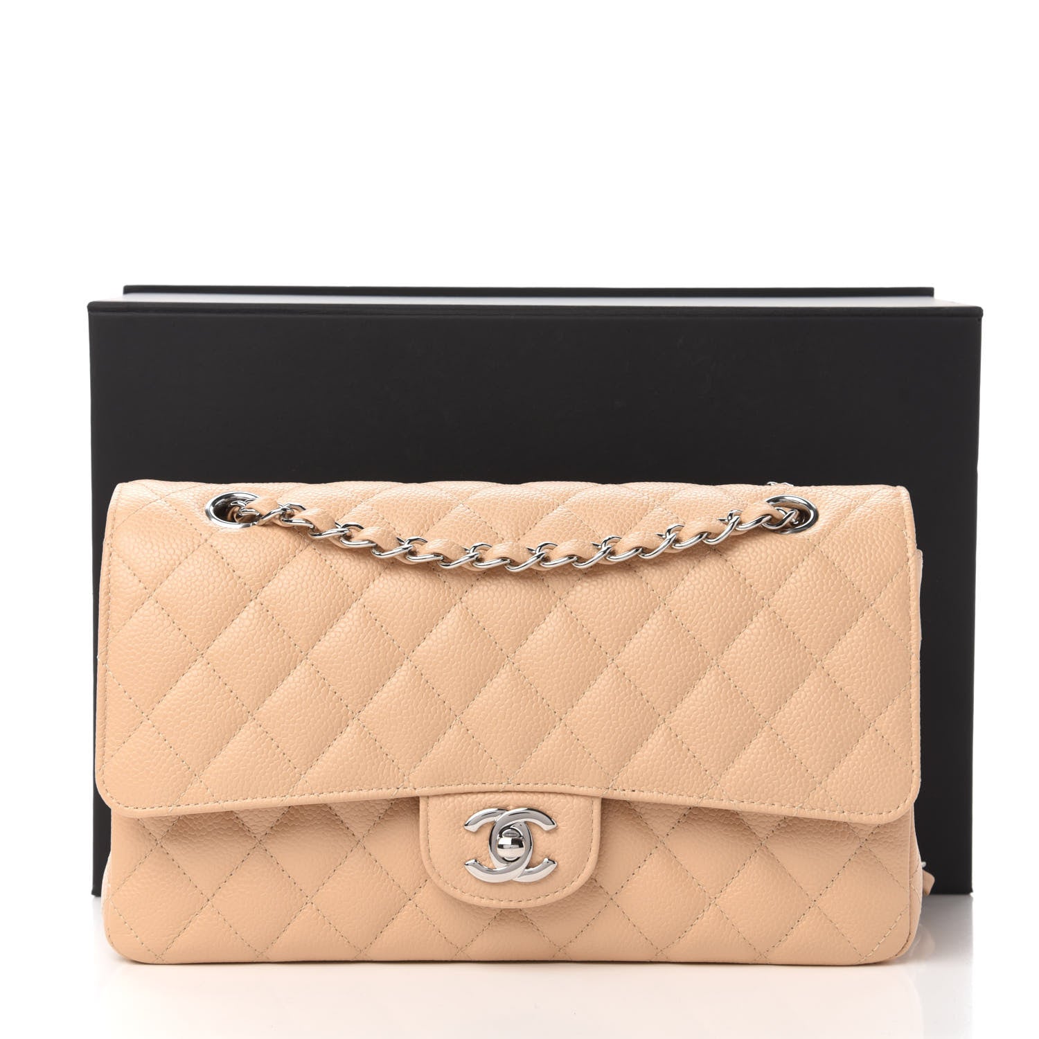 Chanel Caviar Quilted Medium Double Flap Beige 12 of 12