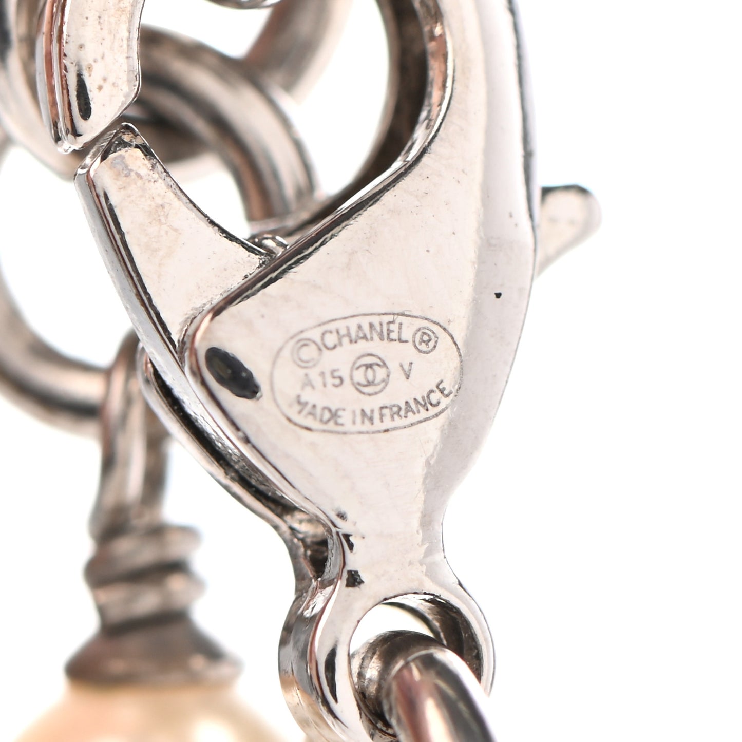 Crystal Pearl CC Long Necklace Silver