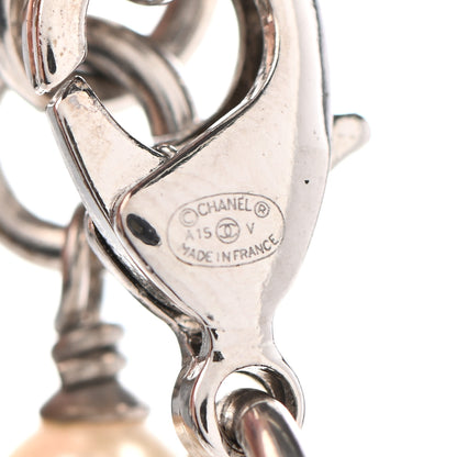 Chanel Crystal Pearl CC Long Necklace Silver 5 of 5